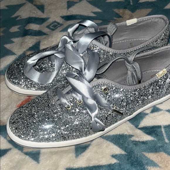 Kate Spade X Keds Shimmering Silver Glitter Shoes - Picture 1 of 6